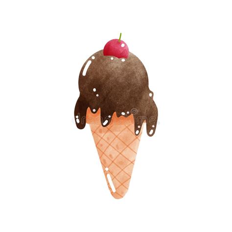 Ice Creams Cone Tasty Watercolor Style Sweet Summer Delicacy Sundaes