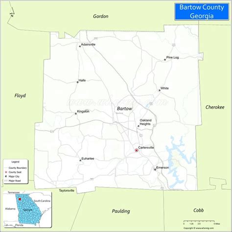 Map Of Bartow County Georgia Showing Cities Highways Important