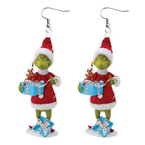 Podplug Christmas Grinch Decorations 1 Pair Cute Cartoon Grin Ch Earrings T For Women Girl