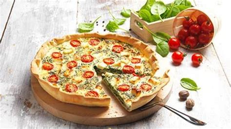 Špenátový quiche s fetou a cherry paradajkami recept pre varný