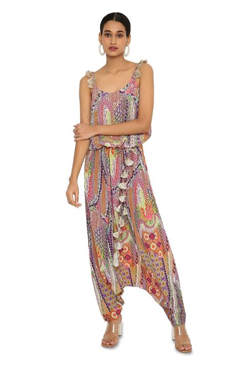 Buy Payal Singhal Multi Color Crepe African Print Jumpsuit Online Aza Fashions