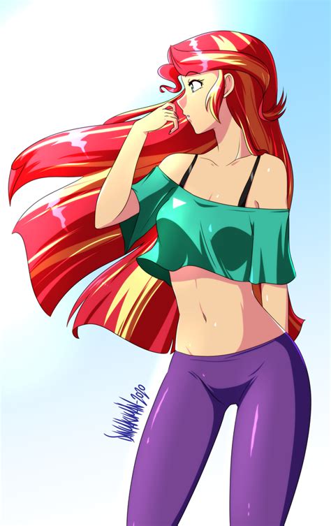 2437140 Safe Artist Danmakuman Sunset Shimmer Human Equestria