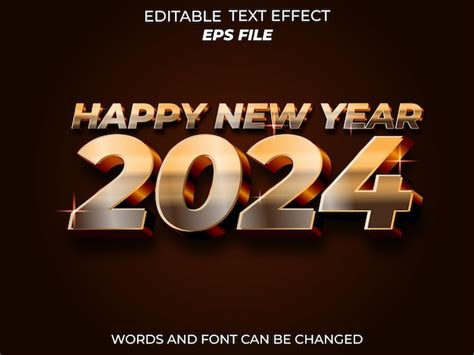 Bonne Année 2024 Effets De Texte Police éditable Typographie Modèle