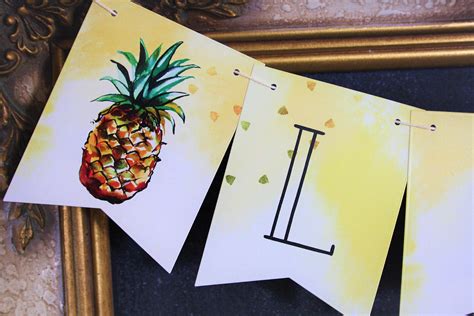 Pineapple Banner Pineapple Theme Custom Banner Tropical Etsy