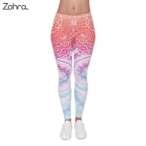 Zohra Brands Women Fashion Legging Aztec Round Ombre Printing Leggins