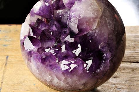 Amazing Huge Amethyst Geode Sphere With Large Gemmy Crystals