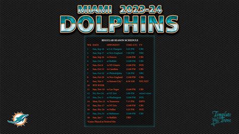 2023-2024 Miami Dolphins Wallpaper Schedule