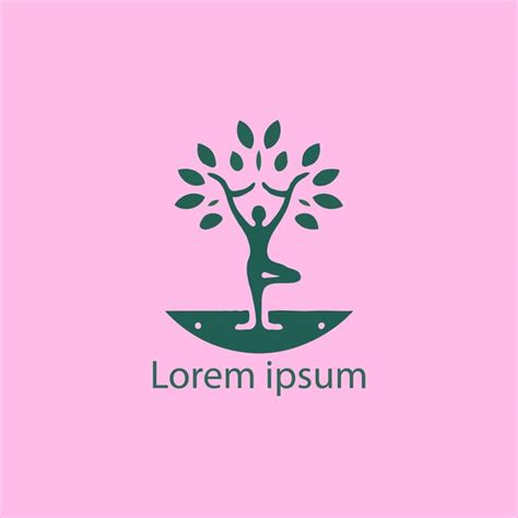 Un logotipo de yoga con un árbol y una persona haciendo Vector Premium