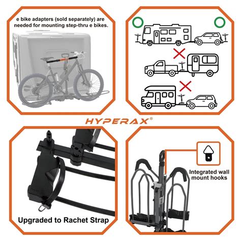 Hyperax 2023 Volt Rv 2 E Bike Hitch Mounted Bike Rack Free Tool Set Is Include Ebay