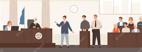 Premium Vector Advocate Or Barrister Giving Speech In Courtroom In