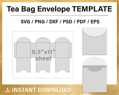 Tea Bag Envelope Template Blank Seed Packet Template Svg Etsy