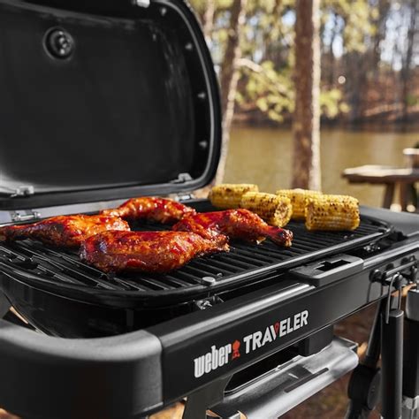 Weber Traveler Compact 240-Sq in Black Portable Liquid Propane Grill ...