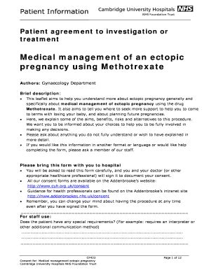 Fillable Online Cuh Org Medical Management Of An Ectopic Cuh Org Fax