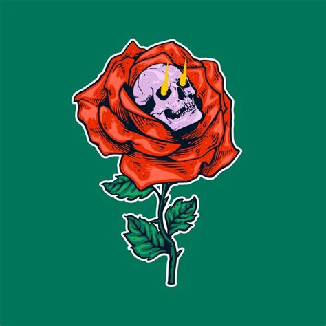 Premium Vector Skull And Rose Flower Artwork