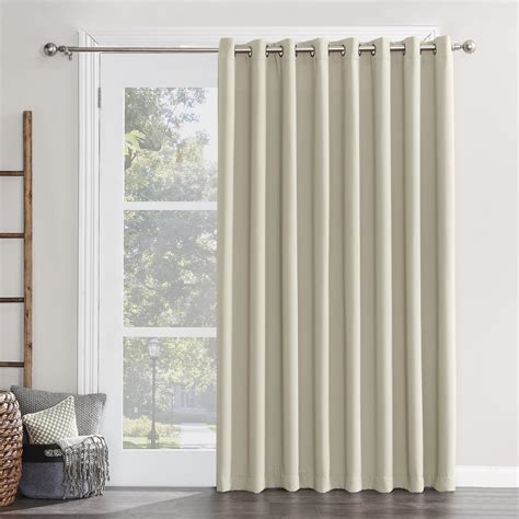 Sun Zero Conrad Extra Wide Blackout Sliding Patio Door Curtain Panel Pearl 100x84