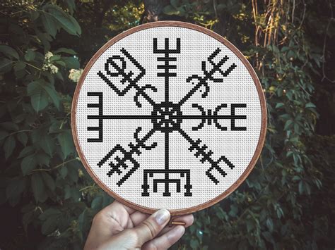 Vegvisir Runic Compass Cross Stitch Pattern PDF Viking Symbol Of