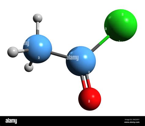 3D image of Acetyl chloride skeletal formula - molecular chemical ...