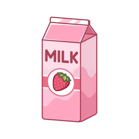 Tall Strawberry Milk Carton Vector Clipart Stock Vector Illustration