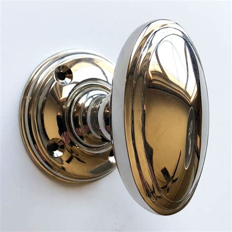 Edwardian Oval Door Knobs Polished Nickel Broughtons Lighting