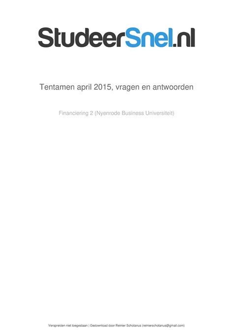 Tentamen April Vragen En Antwoorden Tentamen April