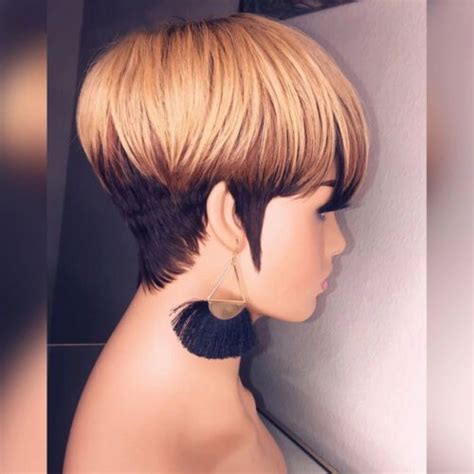 Short Straight Pixie Cut Real Human Hair Wigs Brown Honey Blonde