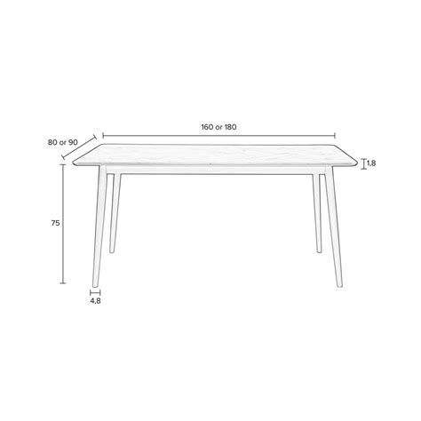 Table à manger en bois 180x90cm FABIO Drawer