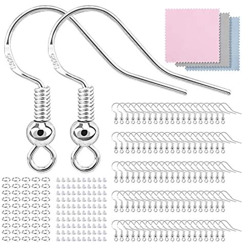 100 PCS Earring Hooks 925 Sterling Silver Hypoallergenic Earring Hooks