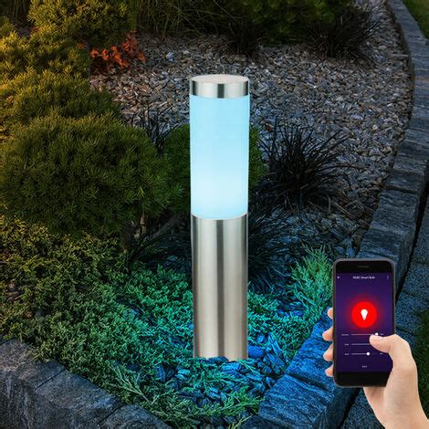 Smart Led Au Enlampe Silber Sockelleuchte Dimmbar Garten Stehlampe