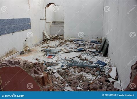 Inside Of Destroyed Home After War Earthquake Hurricane Natural