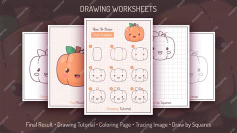 Como Desenhar Uma Abóbora Passo A Passo Tutorial De Desenho Vetor Premium