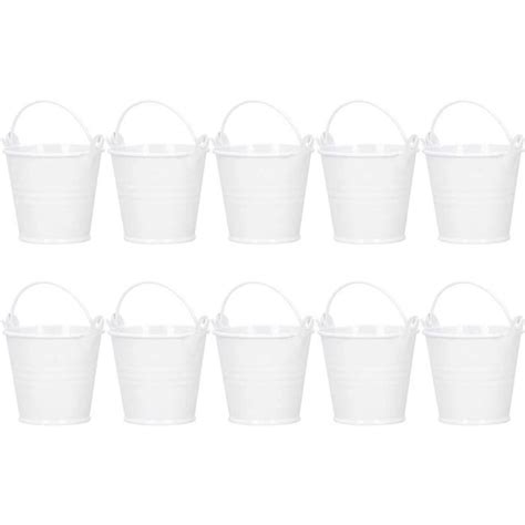 10pcs Petit Métal Seaux Mini Seaux en Métal Pots de Fleurs Blanc avec