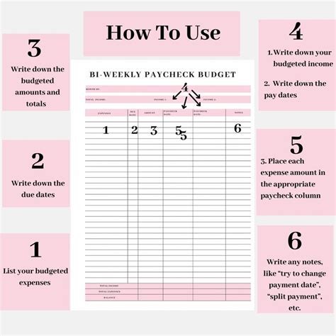 Bi Weekly Paycheck Budget Bill Organizer Paycheck Planner Paycheck