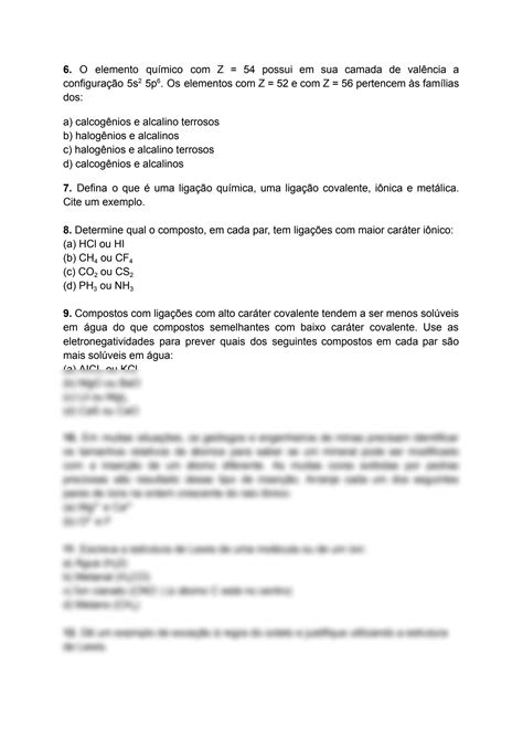 Solution Lista De Exerc Cios Sobre Tabela Peri Dica E Liga Es Qu Micas