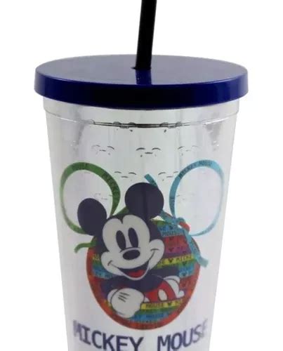 Kit Copos Canudo Textura Ml Mickey Presente Crian As