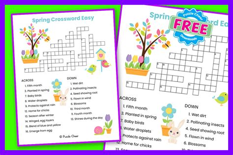 Easy Spring Crossword Puzzle Puzzle Cheer