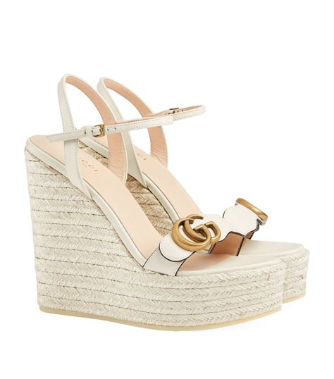 Gucci White Double G Wedge Sandals 130 Harrods Uk