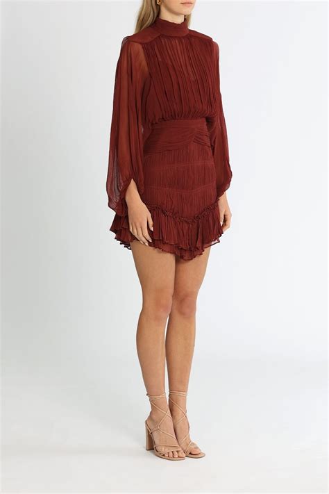 Hire Safira Long Sleeve Mini Dress In Sangria Shona Joy Glamcorner