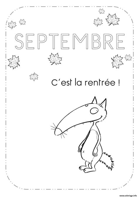 Coloriage loup auzou septembre cest la rentree Dessin à Imprimer 1st