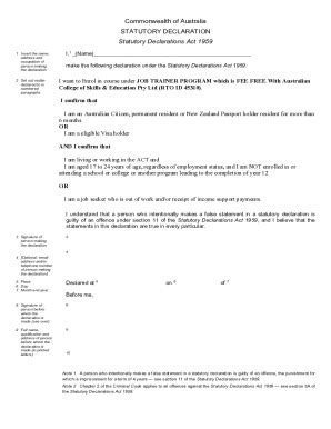 Fillable Online Commonwealth Statutory Declaration Form Docx Fax