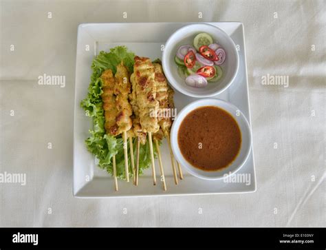 Grilled Pork Satay Bangkok Thailand Stock Photo Alamy