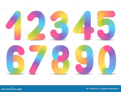 set  rainbow numbers stock vector illustration