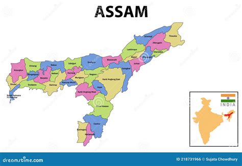 Assam Map Political And Administrative Map Of Assam With Districts