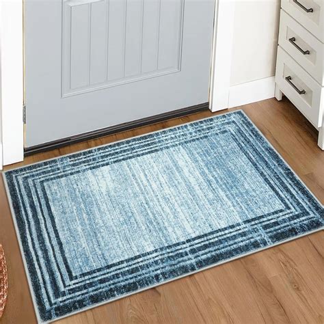 Amazon Lahome Modern Abstract 2x3 Blue Small Area Rug Washable Non