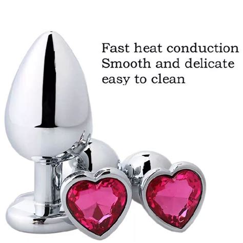 Eros Pcs Stainless Steel Heart Jewel Butt Plugs Best Sex Toys In