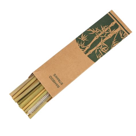 Pack Eco Friendly Bamboo Straws Reusable With Cleaning Brush