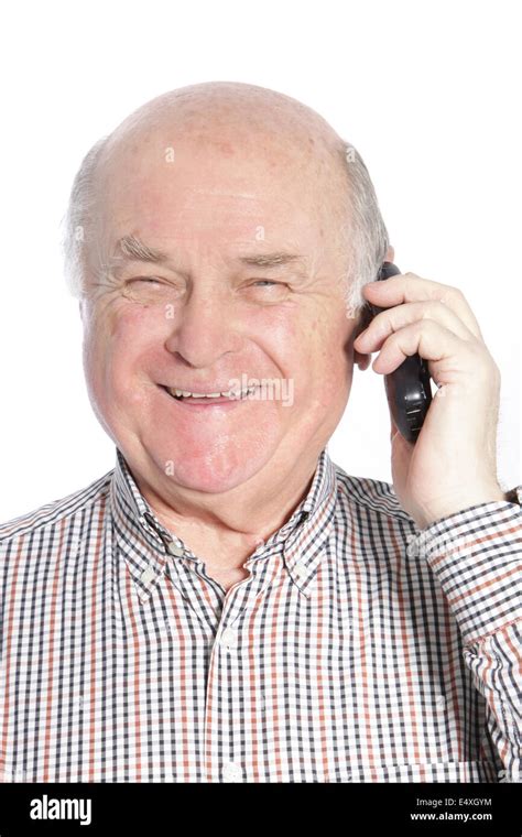 Senior Man Laughing While Talking On Phone Stock Photo Alamy