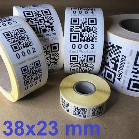 2D Barcodeetiketten 38x23mm QR Code Data Matrix Barcode Etiketten