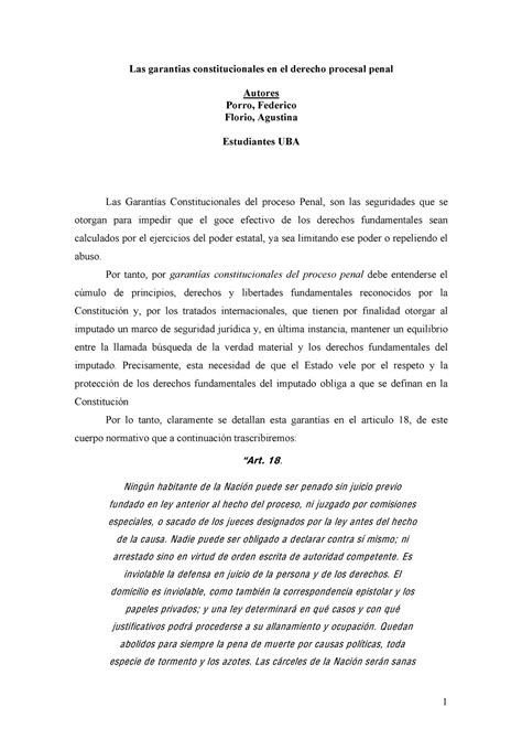 Garantías Procesales Ajajjs Las garantias constitucionales en el