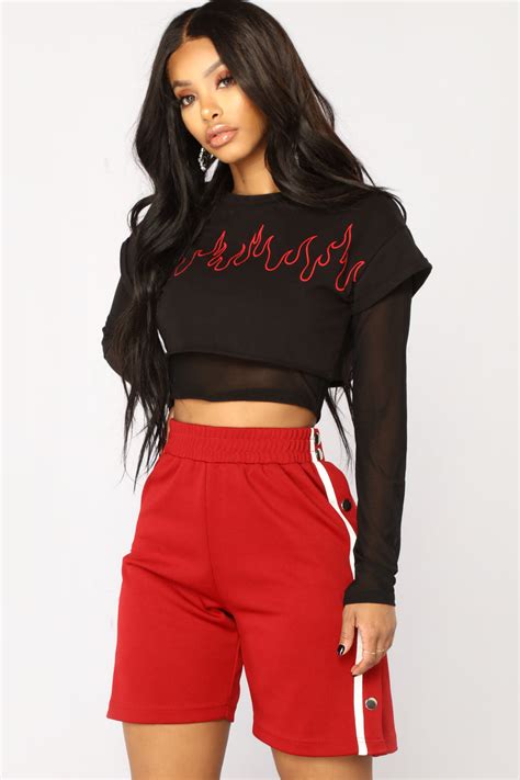 Flame Game Crop Top Black Fashion Nova Graphic Tees Fashion Nova