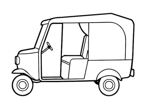 Auto Rickshaw Outline Vector Illustration Premium Ai Generated Vector